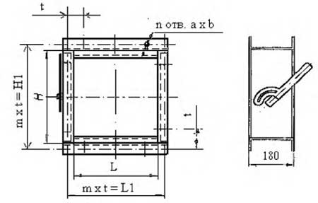 Конструкция и габаритные размеры заслонок АЗД 082