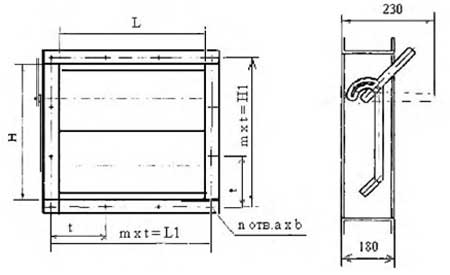 Конструкция и габаритные размеры заслонок АЗД 083