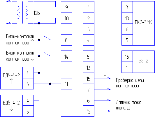 Схема подключения блока БИН2 МК X